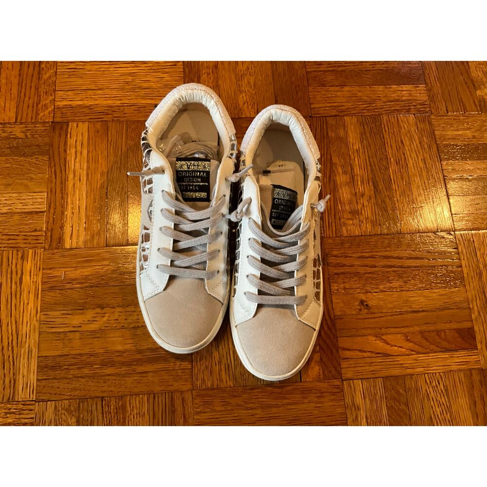 Vintage Havana Ingrid Star Croco Sneakers Low Top White Silver Womens Size 9 NEW